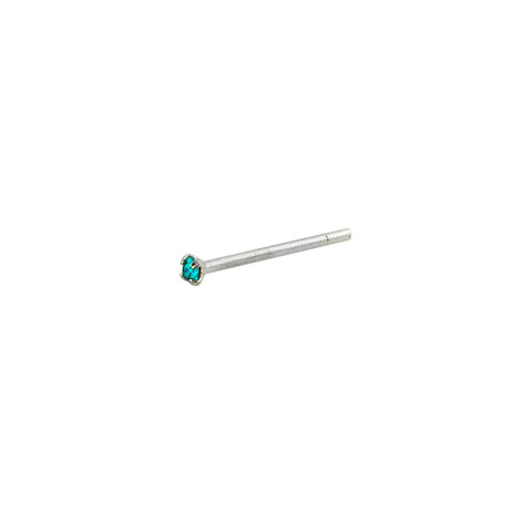 Sterling Silver Round Green CZ Nose Stud Nose Pin 1.5mm - Jewelryland.com