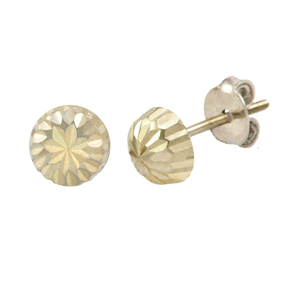 10k White Gold Half Ball Stud Earrings High Polish Laser Cut 4mm-7mm - Jewelryland.com