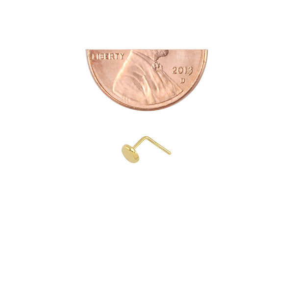 Nose Stud 3.5mm Flat Disc Curved 22G 14k Yellow Gold L Shaped Nose Pin - Jewelryland.com