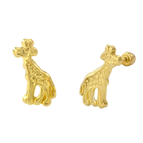 Giraffe Stud Earrings 10k Yellow Gold with Screwbacks 13x7 - Jewelryland.com