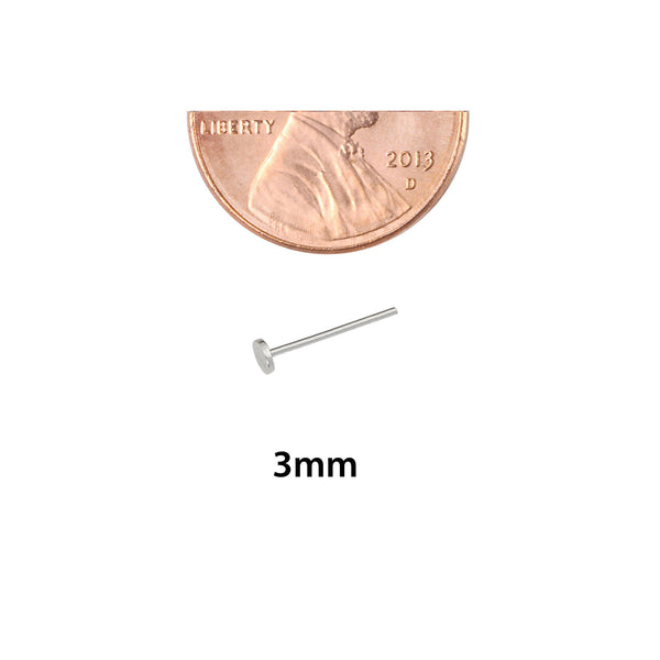 Sterling Silver Flat Circle Nose Stud Nose Pin 3mm - Jewelryland.com