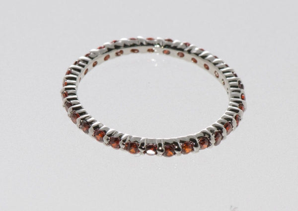Sterling Silver Garnet CZ Stackable Band Ring size 5 6 7 8 9 10 - Jewelryland.com