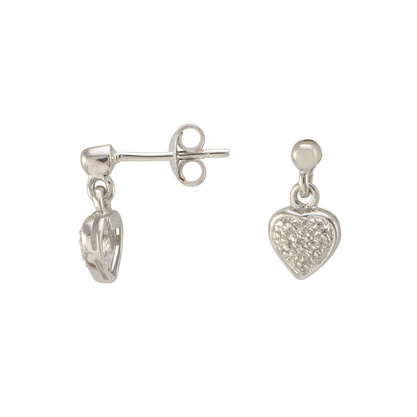 Diamond Heart Drop Earrings (.01 cttw, I-J, I2-I3) 925 Sterling Silver - Jewelryland.com
