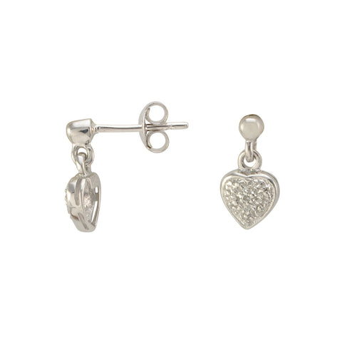 Diamond Heart Drop Earrings (.01 cttw, I-J, I2-I3) 925 Sterling Silver - Jewelryland.com