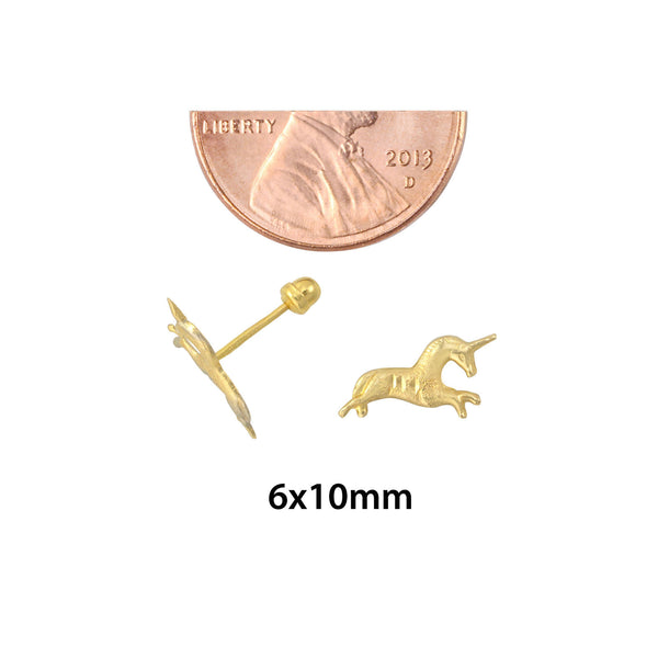 10k Yellow Gold Earrings Unicorn Studs with Screwbacks - Jewelryland.com