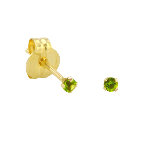 10k Yellow Gold Peridot Green CZ Stud Earrings Cubic Zirconia Round Prong Set - Jewelryland.com