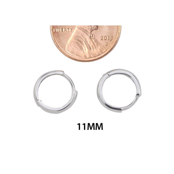 10k White Gold Hoop Earrings 11mm Hinged Hoops - Jewelryland.com