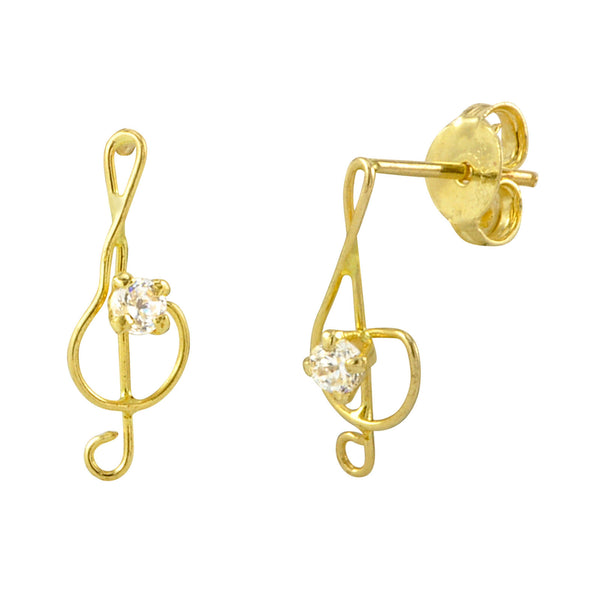 10k Yellow Gold Music Note Earrings with Pushbacks 12mm x 5mm - Jewelryland.com