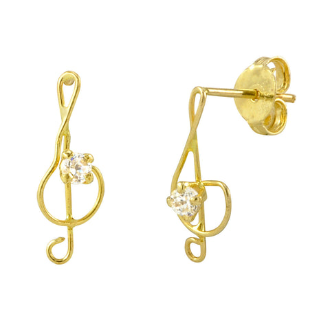 10k Yellow Gold Music Note Earrings with Pushbacks 12mm x 5mm - Jewelryland.com