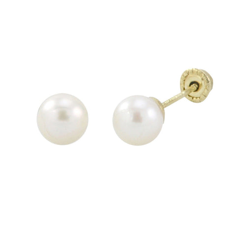 10k Yellow Gold Pearl Stud Earrings Screwbacks 3mm or 4mm - Jewelryland.com