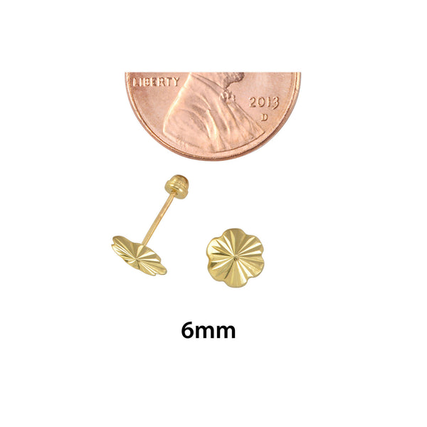 10k Yellow Gold Flower Screwback Earrings Laser Cut Design 6mm - Jewelryland.com