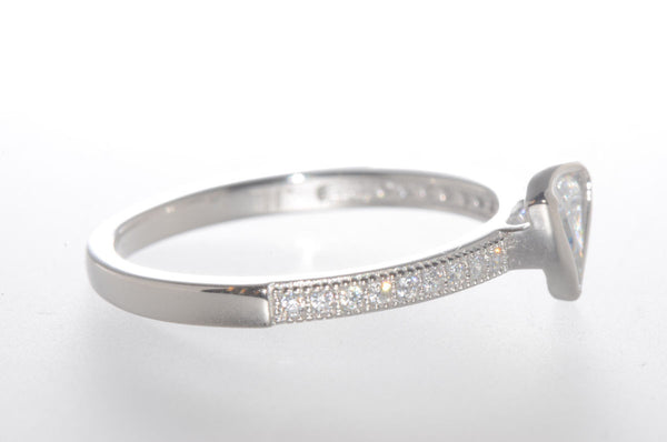 Sterling Silver Triangle CZ Ring Cubic Zirconia Stone with Accent Stones - Jewelryland.com