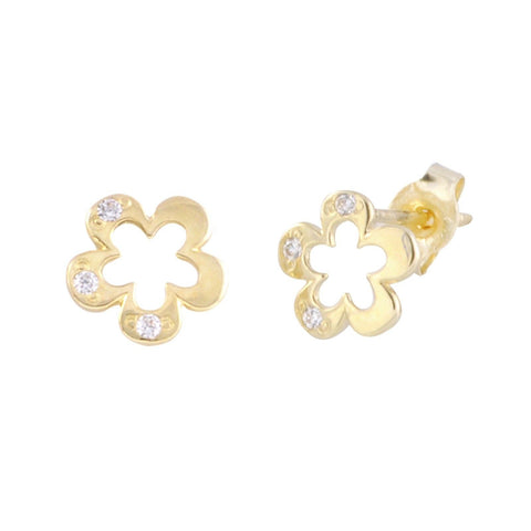 14k Gold Open Flower Stud Earrings - Jewelryland.com
