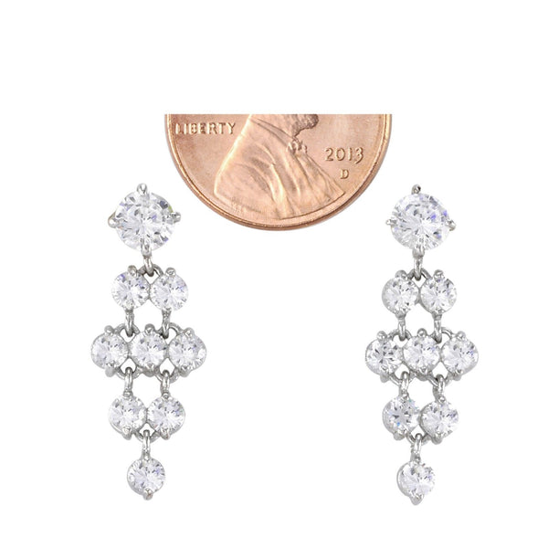 Sterling Silver Chandelier Earrings Clear CZ Cubic Zirconia - Jewelryland.com