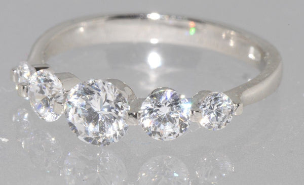CZ Ring .925 Sterling Silver 5 Stone Clear CZ - Jewelryland.com