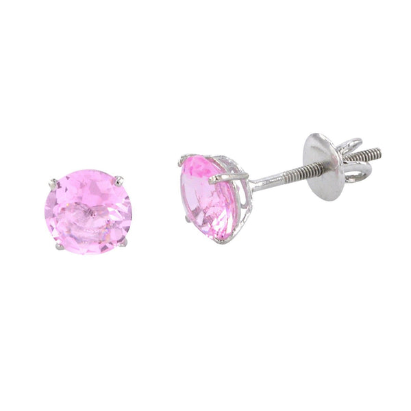 Sterling Silver Pink Cubic Zirconia Screwback Stud Earrings CZ - Jewelryland.com