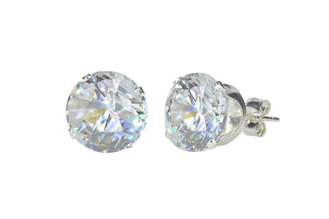 925 Sterling Silver Round Clear CZ Stud Earrings Cubic Zirconia - Jewelryland.com