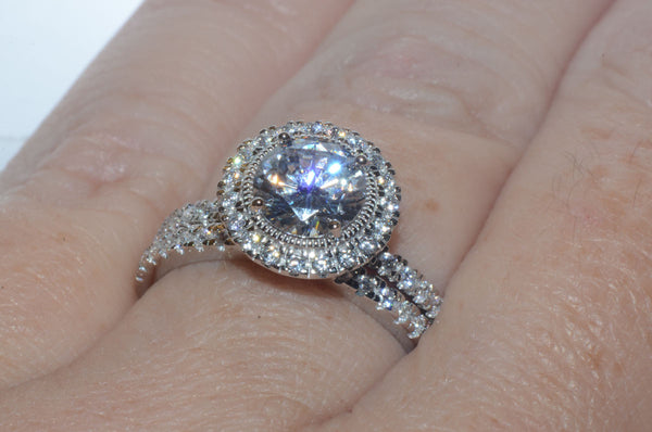 Sterling Silver 1.25 ct CZ Wedding Ring Set Round Brilliant Cubic Zirconia - Jewelryland.com