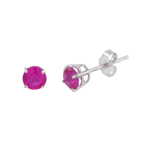 Ruby Stud Earrings July Birthstone 14k White Gold - Jewelryland.com