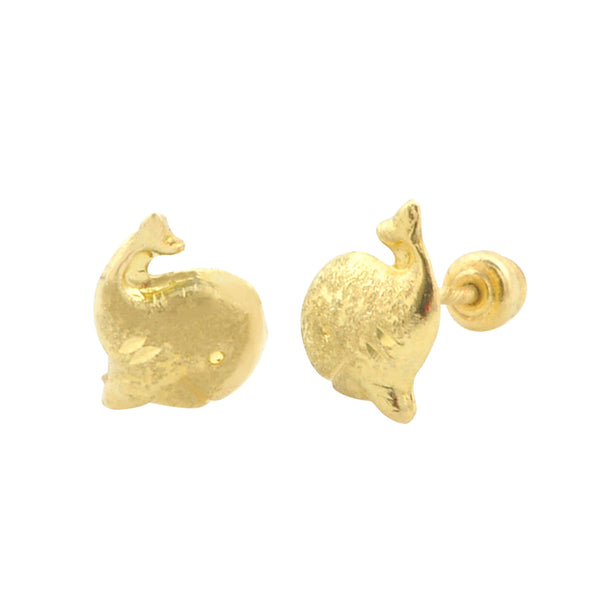 10k Yellow Gold Tiny Whale Stud Earrings with Screwbacks - Jewelryland.com