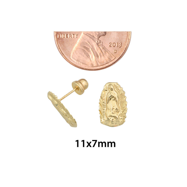 10k Yellow Gold Guadalupe Virgin Mary Earrings with Screwbacks - Jewelryland.com