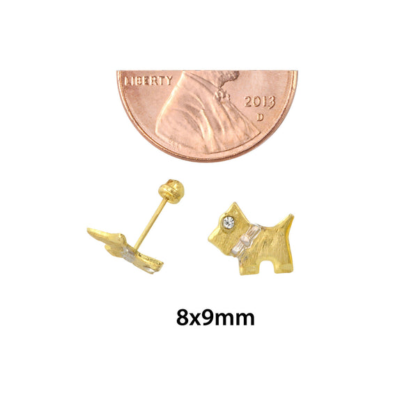 Childrens Earrings Dog 10k Gold Screwbacks - Jewelryland.com