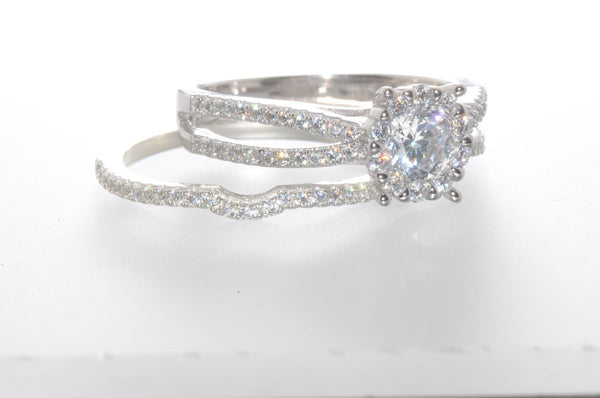 Sterling Silver CZ Wedding Ring Set 1/2 ct Cubic Zirconia CZ - Jewelryland.com