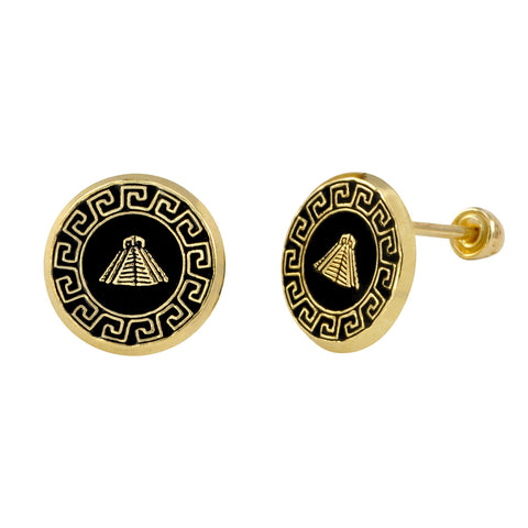 10k Yellow Gold Greek Key Screwback Stud Earrings -9mm - Jewelryland.com