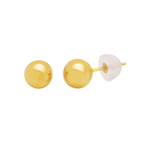 10k Yellow Gold Ball Stud Earrings High Polish Silicone Safety Backs - Jewelryland.com