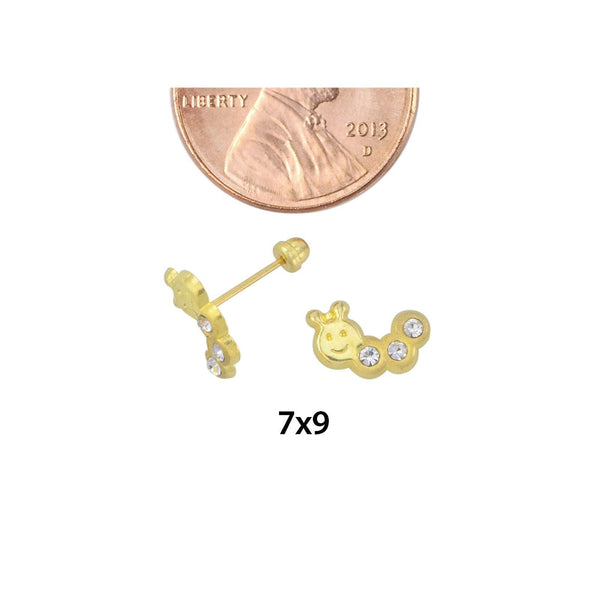 10k Yellow Gold Inch Worm Stud Earrings Screwbacks - Jewelryland.com