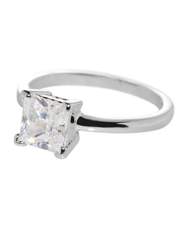 Sterling Silver Womens Engagement Ring Square 7mm CZ - Jewelryland.com