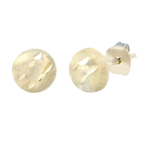 10k White Gold Half Ball Stud Earrings Matte Finish Laser Cut 4mm-7mm Pushbacks - Jewelryland.com