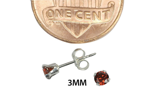 Sterling Silver Garnet Red CZ Birthstone Stud Earrings - Jewelryland.com