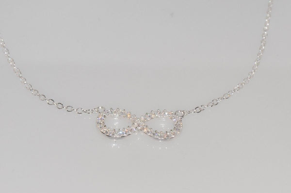 Infinity Necklace .925 Sterling Silver Clear Cubic Zirconia, 16.5 inches - Jewelryland.com
