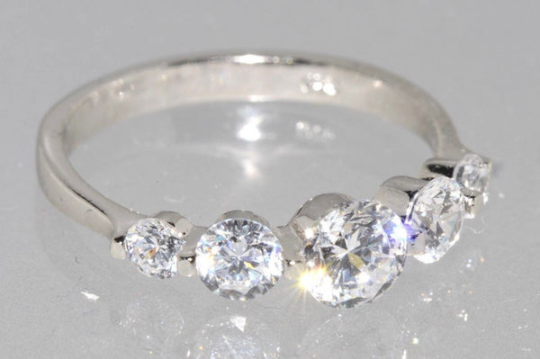 CZ Ring .925 Sterling Silver 5 Stone Clear CZ - Jewelryland.com