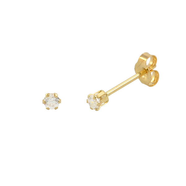14k Yellow Gold 6 Prong Round Cubic Zirconia CZ Stud Earrings - Jewelryland.com