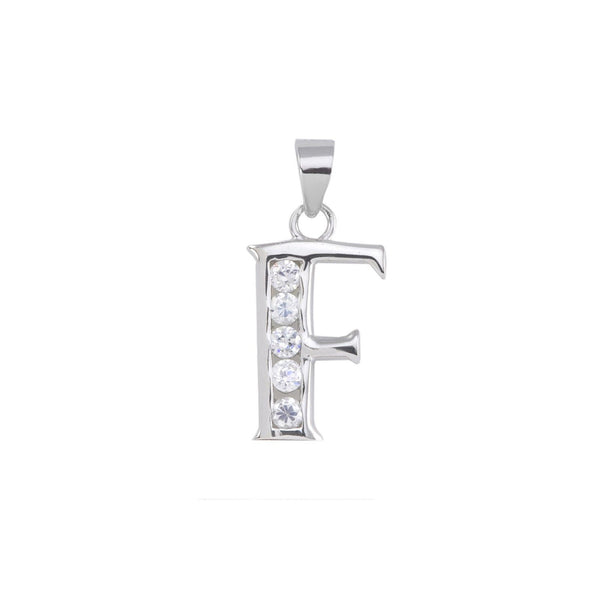 Initial Pendant Alphabet Jewelry CZ Sterling Silver Letters A to Z - Jewelryland.com