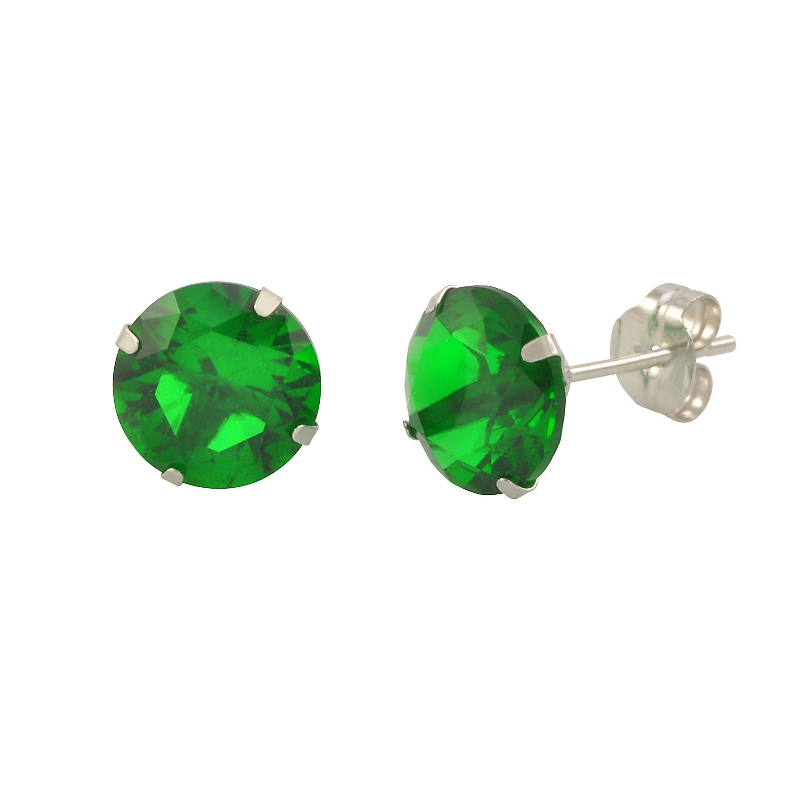 thumbnail image 2 of Tamasha Silver 925 Sterling Silver Natural Emerald Stud Earrings – 5mm Round, Green Gemstone 2 of 4