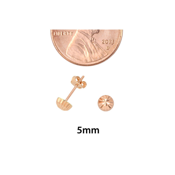 10k Rose Gold Half Ball Stud Earrings High Polish Laser Cut 4mm-7mm - Jewelryland.com