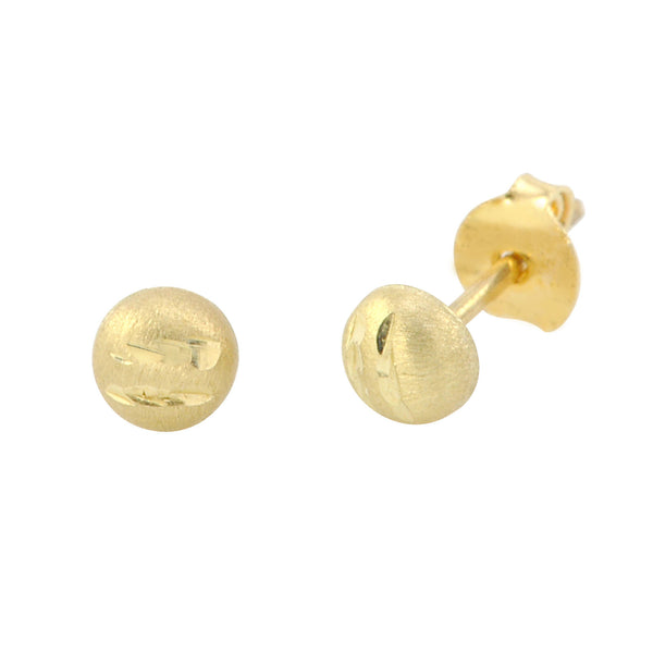 10k Yellow Gold Half Ball Stud Earrings Matte Finish Laser Cut 4mm-7mm Pushbacks - Jewelryland.com