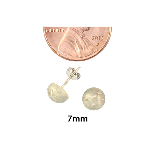 10k White Gold Half Ball Stud Earrings Matte Finish Laser Cut 4mm-7mm Pushbacks - Jewelryland.com