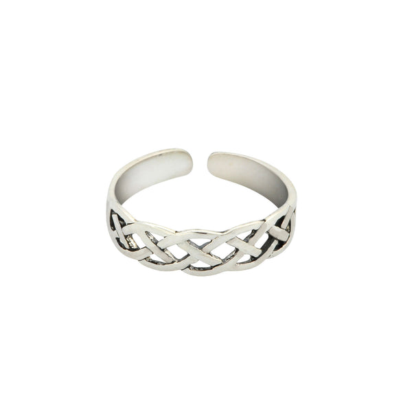 Sterling Silver Adjustable 4mm Celtic Knot Band Toe Ring - Jewelryland.com