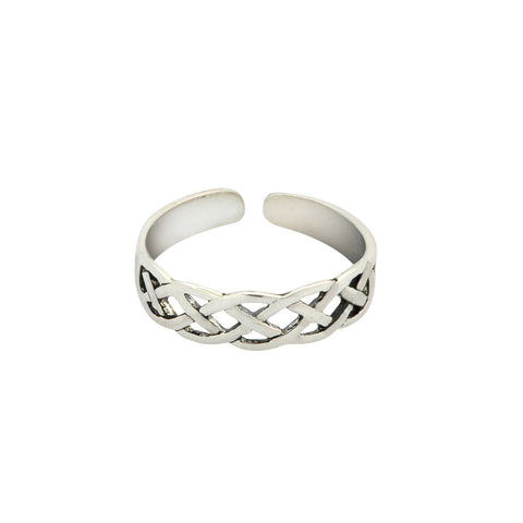 Sterling Silver Adjustable 4mm Celtic Knot Band Toe Ring - Jewelryland.com