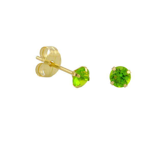 10k Yellow Gold Peridot Green CZ Stud Earrings Cubic Zirconia Round Prong Set - Jewelryland.com