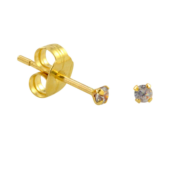 10k Yellow Gold Purple Amethyst CZ Stud Earrings Cubic Zirconia Round Prong Set - Jewelryland.com