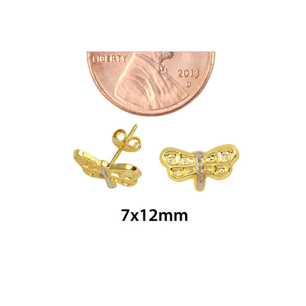 10k Yellow Gold Dragonfly Earrings 7mm x 12mm - Handmade - Jewelryland.com