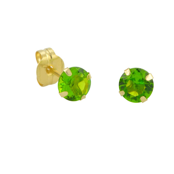 10k Yellow Gold Peridot Green CZ Stud Earrings Cubic Zirconia Round Prong Set - Jewelryland.com