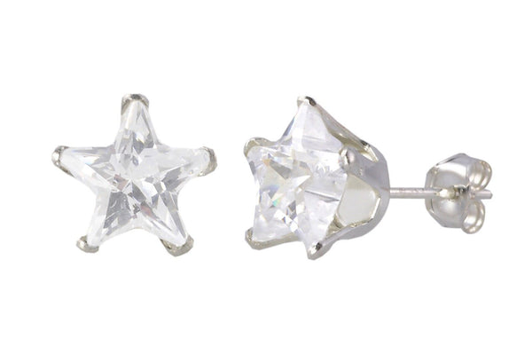 Star Clear CZ Stud Earrings 925 Sterling Silver - Jewelryland.com