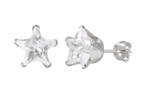 Star Clear CZ Stud Earrings 925 Sterling Silver - Jewelryland.com