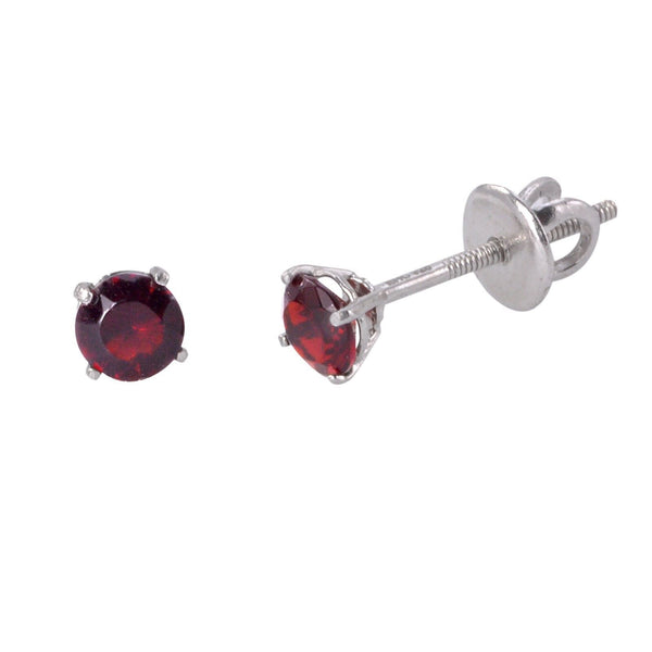 Sterling Silver Garnet CZ Cubic Zirconia Screwback Earrings - Jewelryland.com